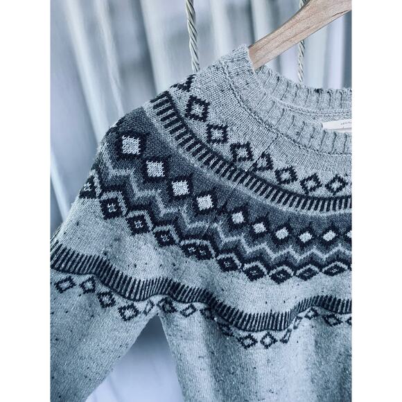 Weatherproof Vintage Sweater Fair Isle Crew Neck Sweater Gray Black Size Small - Picture 8 of 10